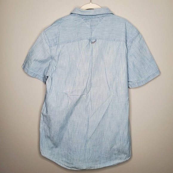 Tommy Hilfiger button up men's size XL New York fit blue short‎ sleeve - Picture 2 of 7